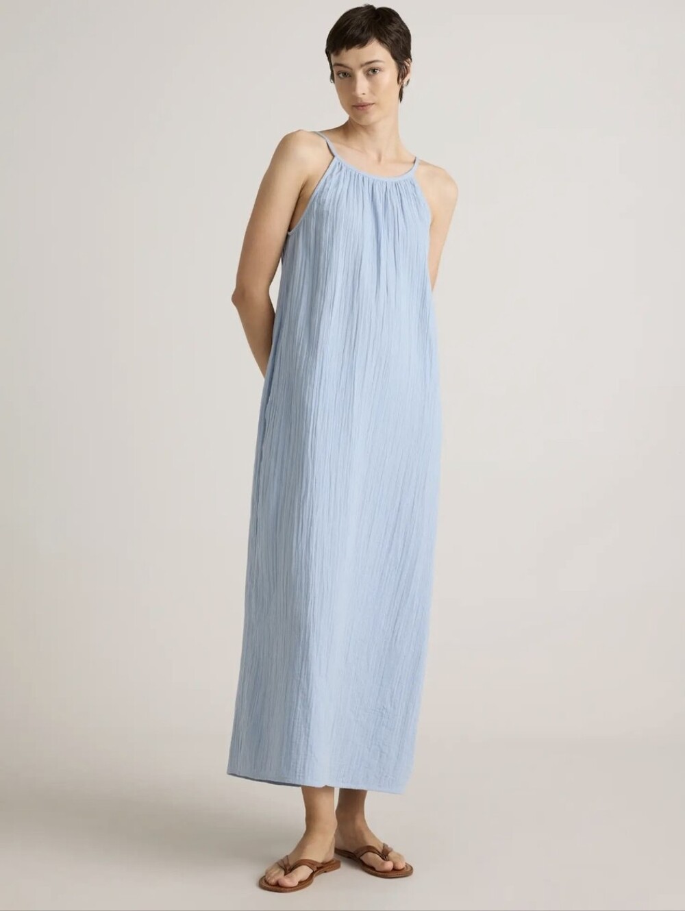 Quince 100% Organic Cotton Gauze Sleeveless Maxi Dress Size XL